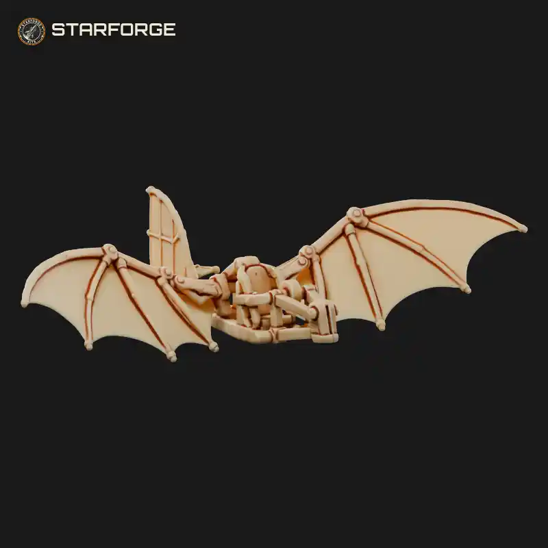 Renaissance Flying Machine With Batlike Wings Wooden Frame And Crank Gears