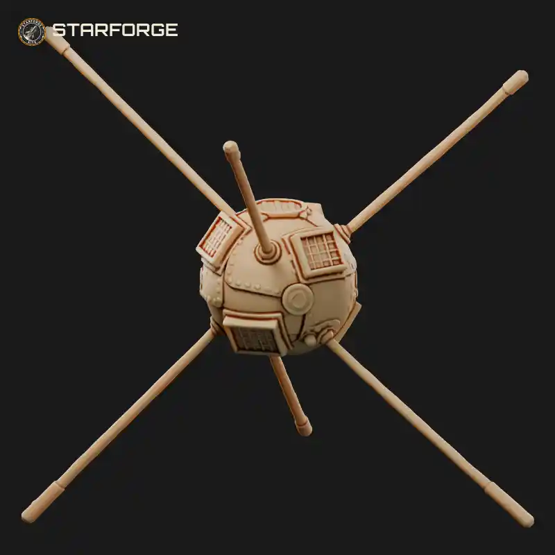 Vanguard 1 Satellite Aluminium Sphere with Six Solar Cell Panels and Six Whip Antennas