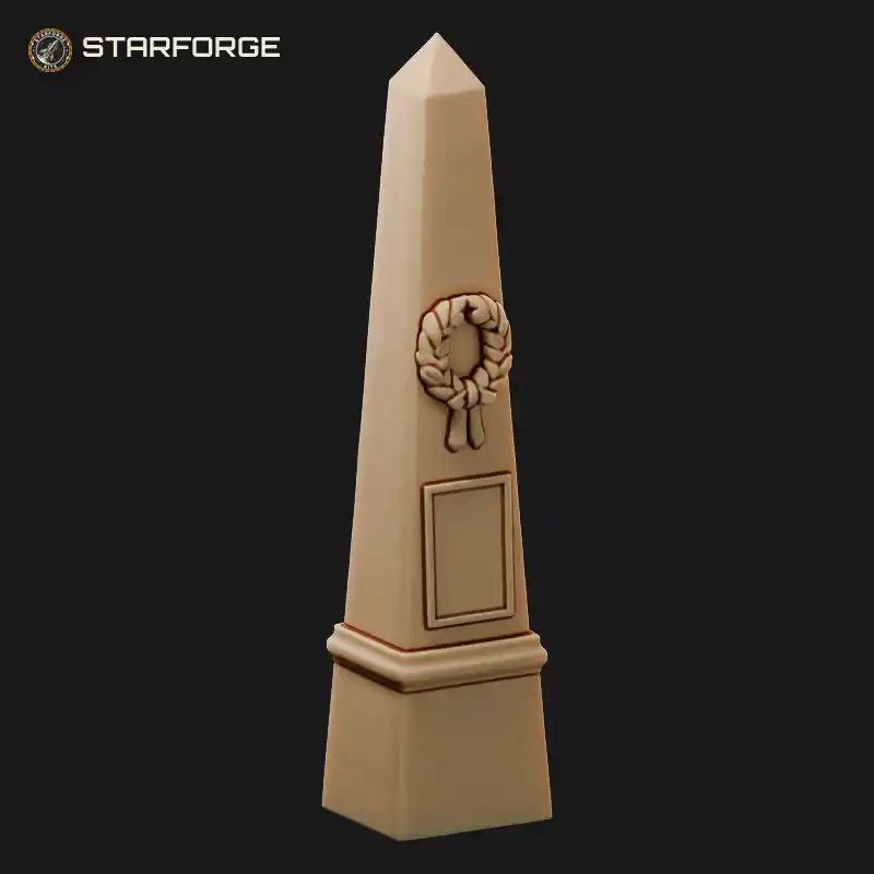 War Memorial Stone Pillar with Carved Wreath Stepped Plinth and Inscription Panel