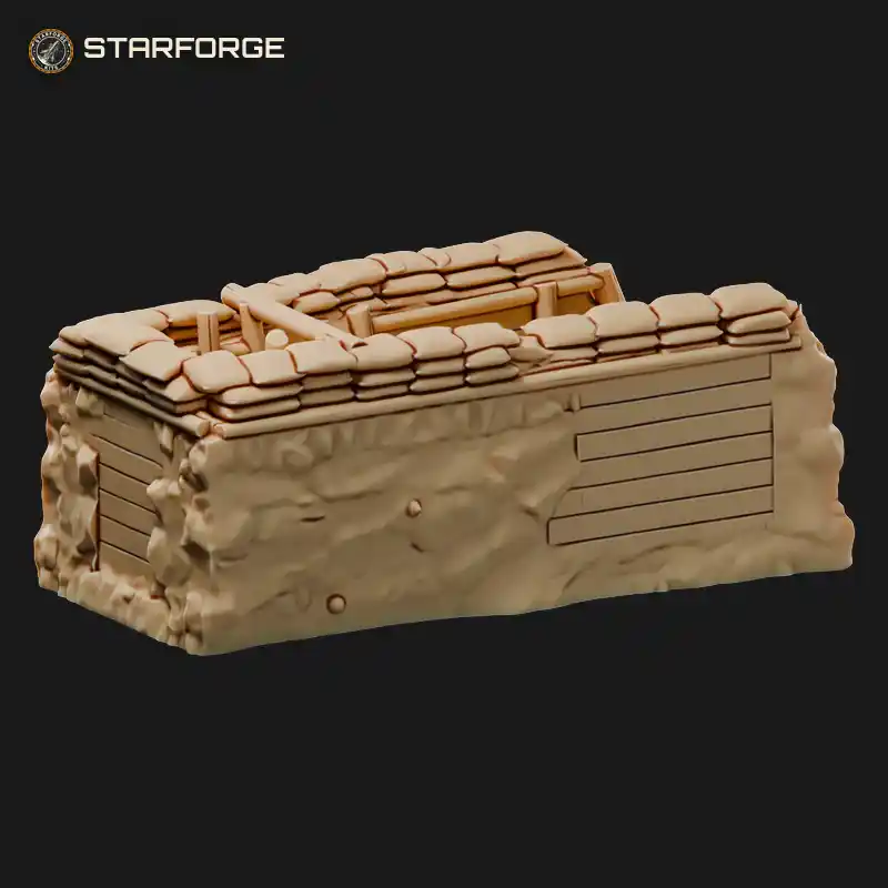 WW1 Trench Section with Sandbag Parapet Wooden Duckboards and Plank Revetment